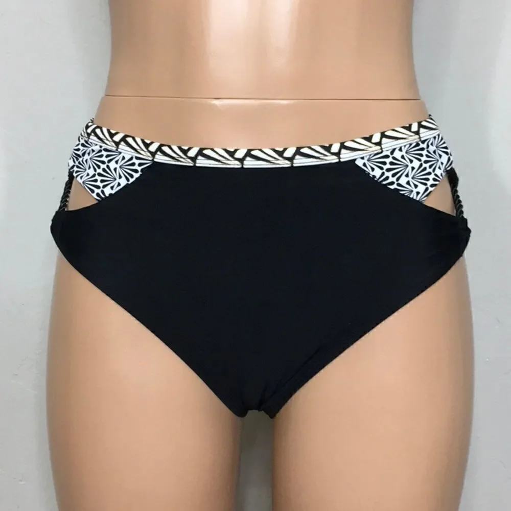 Black high waisted bikini bottoms. New